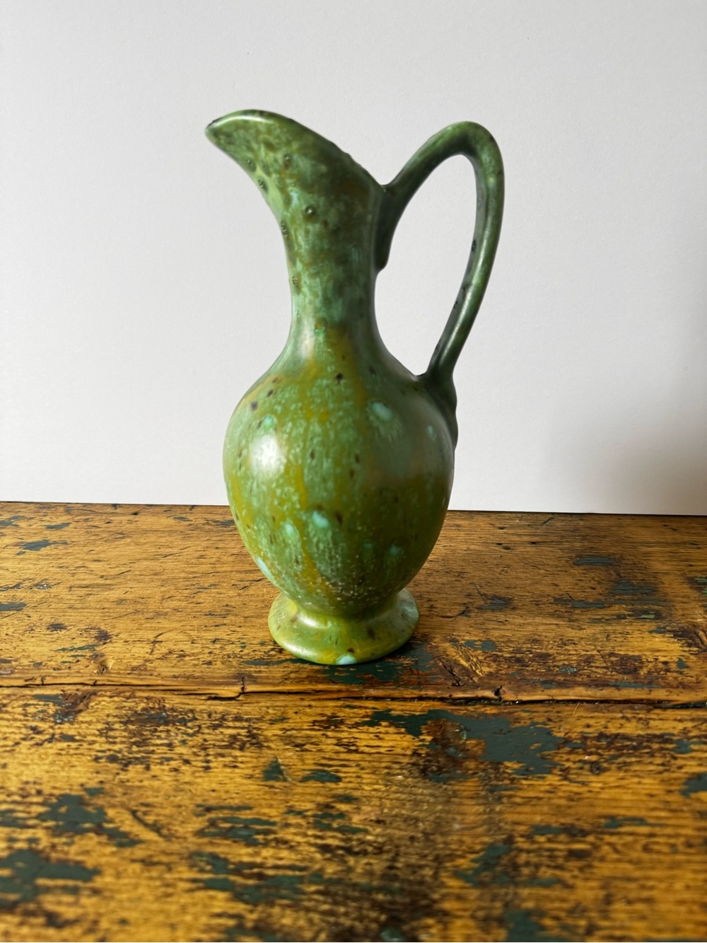 Green Ceramic Pitcher Vase - Decorative Home Art